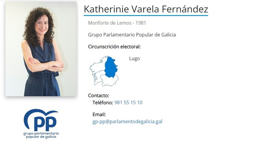 Captura da web do Parlamento coa biografía de Katy Varela